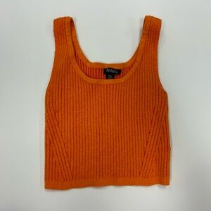 Vibrant orange, ribbed, sweater tank top